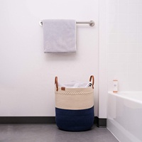 Paniers de rangement personnalisés en corde de coton tressée, grands, pour linge et jouets, pour le salon, marron, style ferme