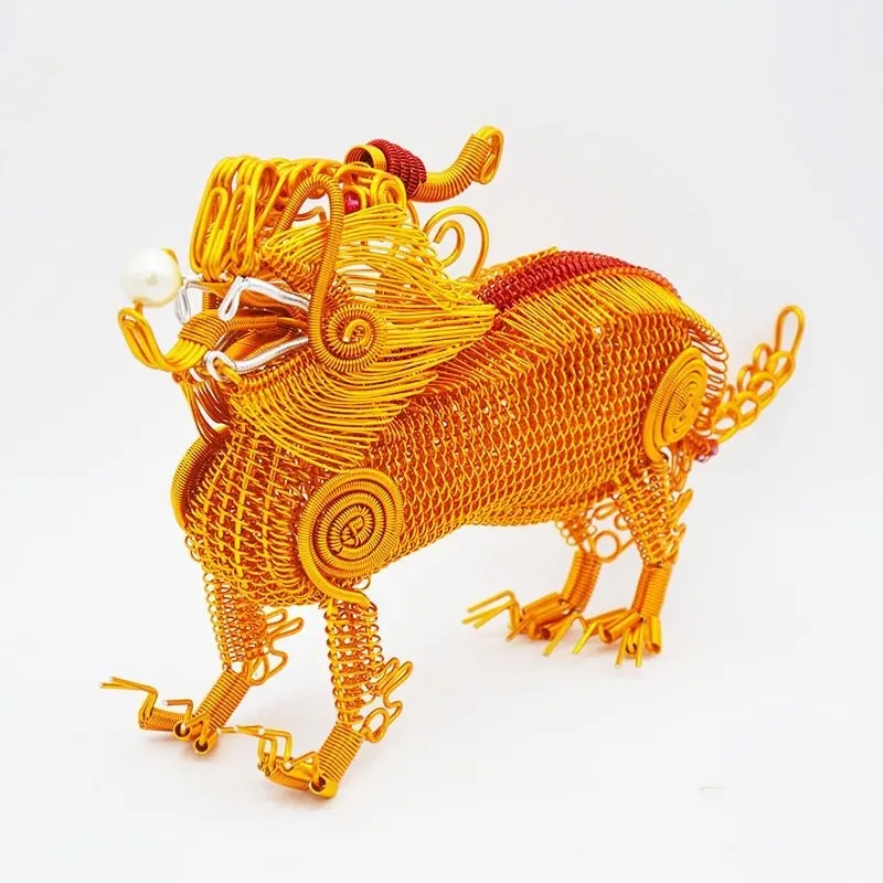 Zelfgemaakte Aluminium Handgemaakte Pi Xiu Stukken Decoratie Herenhuis Baardslot Off Evil Fengshui Objecten Chinese Geschenken