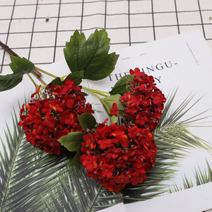 3 têtes de fleurs artificielles en soie d'hortensia, haute simulation, accessoires de décoration pour mariage et maison - Product Image 2
