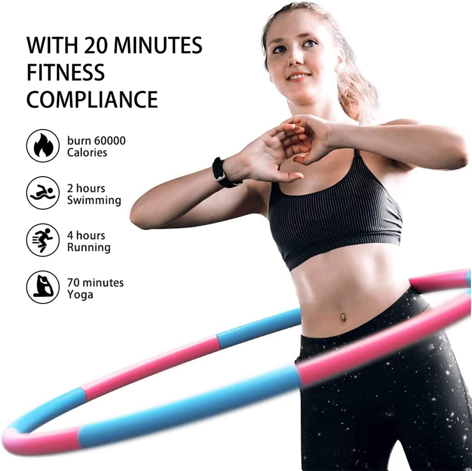 GadgetZone Padded Lead Foam Exercise Hula Hoop 1.2 Kg 100 Cm Width (1 M) Empty In 8 Parts Simple Quick Portable Compact Fitness Exercise Personal Gym Sport Equipment - Foto 11
