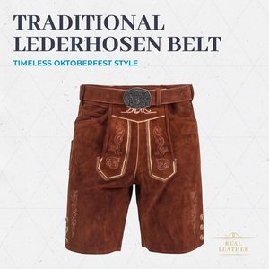 Ceinture bavaroise en cuir véritable pour homme, boucle en peau de cerf, style traditionnel, fabriquée en Allemagne - Product Image 2