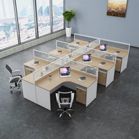Table de bureau modulaire moderne 4 places avec cloison haute Mobilier de centre d'appel style bois mélaminé pour bureau de travail à domicile