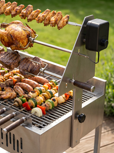 Parrilla Tradicional Griega Souvla de Acero Inoxidable, Barbacoa Cipriota Foukou a Carbón con Brochetas Giratorias Automáticas de Múltiples Niveles - Product Image 3