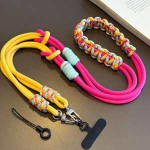 Weaving Colorful Mobile Phone <b>Lanyards</b> Crossbody Color-block Versatile Strap Girls Anti-loss Shoulder And Back Strap Chain - Product Image 1