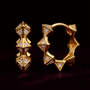 Pendientes de Aro E2891 con Diamantes Naturales en Corte Triangular, Color G, Chapados, para Uso Diario, Modernos para Mujer - Product Image 2