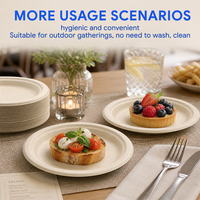 Assiette jetable de 6 pouces en bagasse de canne à sucre compostable, biodégradable, écologique, compatible micro-ondes, pour fête, marque XIEFA Classic
