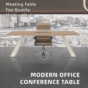 저장 공간이없는 나무 6 인용 직사각형 회의 테이블 - Product Image 4