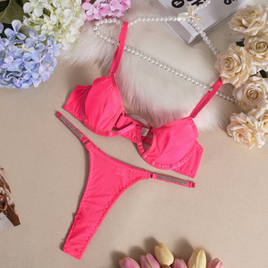 Ensemble de lingerie sexy pour femme, deux pièces, en maille, avec estampage à chaud et effet froncé, très demandé - Product Image 5