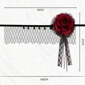 Hstyle <b>Black</b> Elegant Lace Veil Headdress Headband with <b>Rose</b> Party Half Face Death Costume Veil Sexy Eye Veil for Halloween Party - Product Image 5