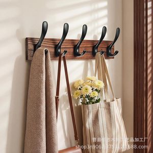 Wooden Coat Hooks Wall Mounted Multi Functional <b>Clothes</b> Hanger Entryway <b>Storage</b> Hook Rack For Home Door Or Wall Use - Product Image 1