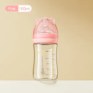 Projetado especificamente para recém-nascidos Garrafa De Leite De Vidro 80ml 160ml Clear Sippy Baby Training Bottle Mamadeira