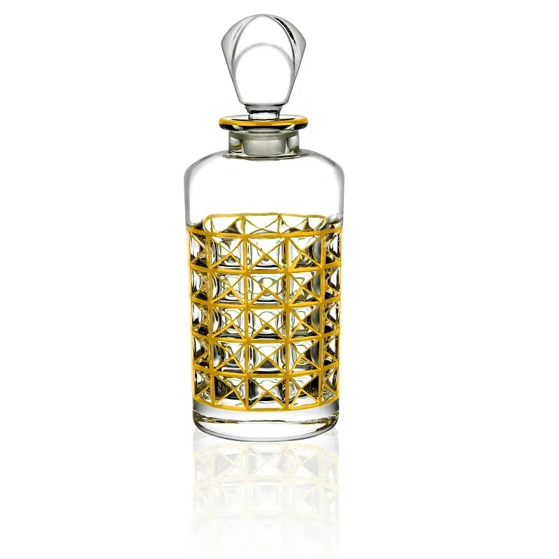 N70 Neu angekommene gold lackierte Whiskyglas-Dekan ter flasche mit Waffel muster in loser Schüttung