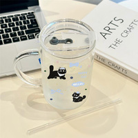 Mug à lait en verre borosilicate transparent de haute qualité, tasse à café avec couvercle et paille