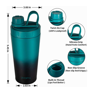 ステンレススポーツプロテインシェーカー水筒漏れ防止ふた付き真空断熱20/24oz環境に優しいジムシェーカーカップ - Product Image 2