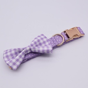 Collier de chien magnifique couleur violette à fleurs pour animaux domestiques, accessoire écologique, personnalisé de haute qualité, laisse avec nœud, vente en gros - Product Image 5