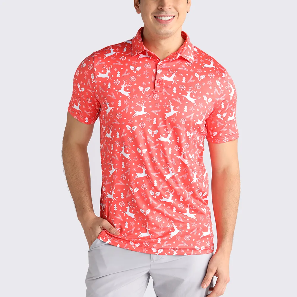 Custom Christmas Sublimation Golf Clothing Top Apparel Polo Tshirts Men's Leisure Polo Shirt