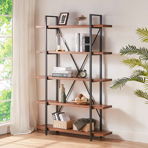 Estantería de Madera Maciza Personalizada, Color Marrón Desgastado, Estilo Industrial Rústico, Librería de Madera Natural para el Hogar, Oficina, Sala de Estar, Dormitorio - Product Image 1