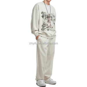 <span class=keywords><strong>Felpa</strong></span> Girocollo da Uomo Pesante in Maglia, Poliestere/Cotone, Stampa Retrò Americana, Premium Vintage Streetwear, con Teschi - Product Image 6