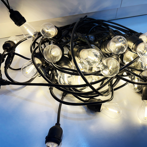 S14 Luces de cadena para exteriores con energía solar 15 bombillas LED Colgando Jardín Patio/<span class=keywords><strong>Bistro</strong></span>/Café Carga USB Cuerpo de lámpara de plástico - Product Image 2