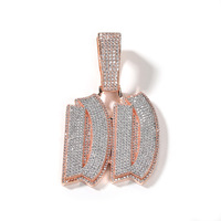 Joyería personalizada de alta calidad-collar con colgante de nombre de letra de dos tonos de doble capa de moda circonita cúbica latón elegante Hiphop