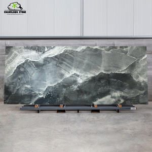 แผ่นผนังกระเบื้องหินสำหรับห้องนั่งเล่นห้องนอนหรือห้องโถงหินเทียมพอร์ซเลนหินอ่อนสีดำอำพันหยก - Product Image 1