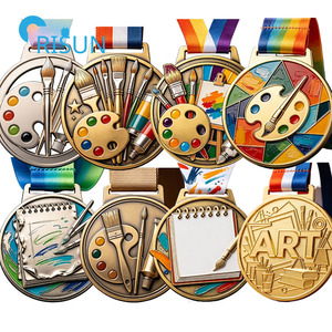 Medaglia Personalizzata per Artisti, Premio per Accademia d'Arte, Pennello da Pittura, Medaglione per Competizioni d'Arte - Product Image 1