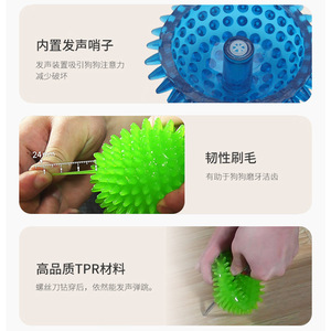 EETOYS Spiky <b>Ball</b> TPR Sounding Elastic <b>Dog</b> Toy For Teething And Cleaning Teeth With Bite Resistant Design - Product Image 2