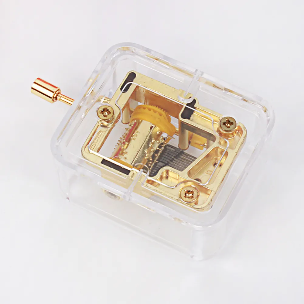 Wholesale Mini Hand Crank acrylic music box Custom logo Hot Selling Mini Music Box with custom song Clockwork Power music box