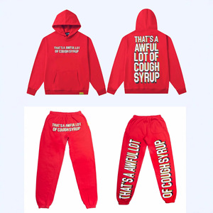 Hochwertiges Set mit Hustensaft-Hoodie und Hose, Bedruckte Baumwoll-Sweatpants mit Reißverschluss-Hoodie für Herren - Product Image 6