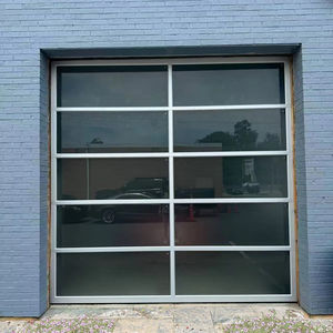 <span class=keywords><strong>Porte</strong></span> <span class=keywords><strong>de</strong></span> <span class=keywords><strong>garage</strong></span> sectionnelle automatique moderne en aluminium blanc argenté avec cadre en alliage et verre givré, étanche - Product Image 1