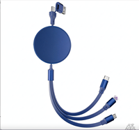 Kabel Pengisian Cepat 3-in-1 100W Retractable Grosir, Tipe C 1 ke 3, Kabel Data Multi-Fungsi, Logo Custom Dengan Pencetakan