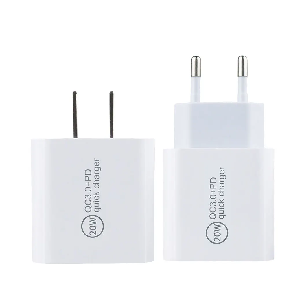 공장 도매 20W PD 고속 충전기 듀얼 포트 벽 충전기 QC 3.0 USB 유형 C 벽 충전기 USB-C 전원 어댑터