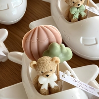 Bougie parfumée mignonne en céramique personnalisée avec nom, en forme d'avion, d'ours en peluche ou de nuage, figurine porte-bougie pour l'aromathérapie, idéale pour les cadeaux d'anniversaire
