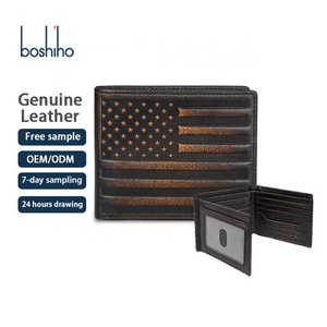 Boshiho Customized Vintage Animal Embossed RFID Blocking Small Card <b>Holder</b> Wallet Short Coin Purse for Men Bifold Male Wallet - Product Image 1