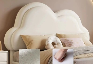 Lit d'appoint pour enfants Cloud Princess 1,2 m et 1,35 m, couleur crème, design moderne en bois, revêtement en coton pour filles et garçons, petite chambre - Product Image 3