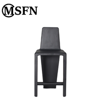 Chaise de bar commerciale moderne en bois massif, finition noire élégante pour salle à manger, hôtel, restaurant, îlot de cuisine et bureau