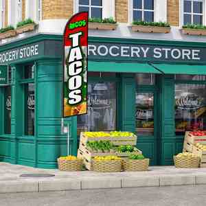 2.5*11.5 FT TACOS RICOS High Quality Custom Feather <b>Flags</b> Beach <b>Flag</b> for Beach Party and Advertising Promotions - Product Image 4