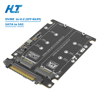 Adaptador Dual M.2, NVMe SSD con Clave M a U.2 SFF-8639 y SATA SSD con Clave B a SAS, Convertidor para Servidor/Estación de Trabajo (2230/2242/2260/2280)