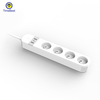 Enchufe Inteligente WiFi USB para Pared Europeo, Mini Interruptor de Enchufe Americano, 15A, 4 Tomas, 2 Puertos USB para el Hogar