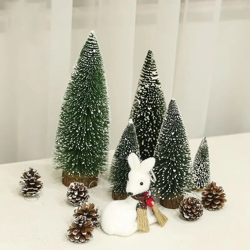 Home Decor Ornamenten Mini Kerst Sneeuw Dennenboom Voor Indoor Decoraties