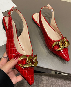 <span class=keywords><strong>Sandalias</strong></span> <span class=keywords><strong>Planas</strong></span> de <span class=keywords><strong>Mujer</strong></span> al por Mayor, Estilo Nuevo, Cómodas, con Textura de <span class=keywords><strong>Piel</strong></span> de Serpiente Roja, Tacones Altos Puntiagudos - Product Image 3