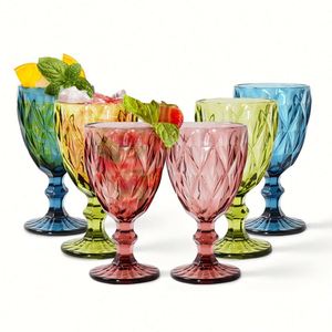 Nouvel Arrivage Verre à pied coloré 11oz, transparent de haute qualité, avec motif diamant en relief, pour événements romantiques, fêtes et mariages - Product Image 2