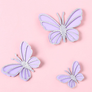 Vente chaude Ins-style Perle Papillon <span class=keywords><strong>Plugin</strong></span> 3pcs Double couche Papier Papillon Anniversaire Fête De Mariage Gâteau Décor Accessoires - Product Image 4