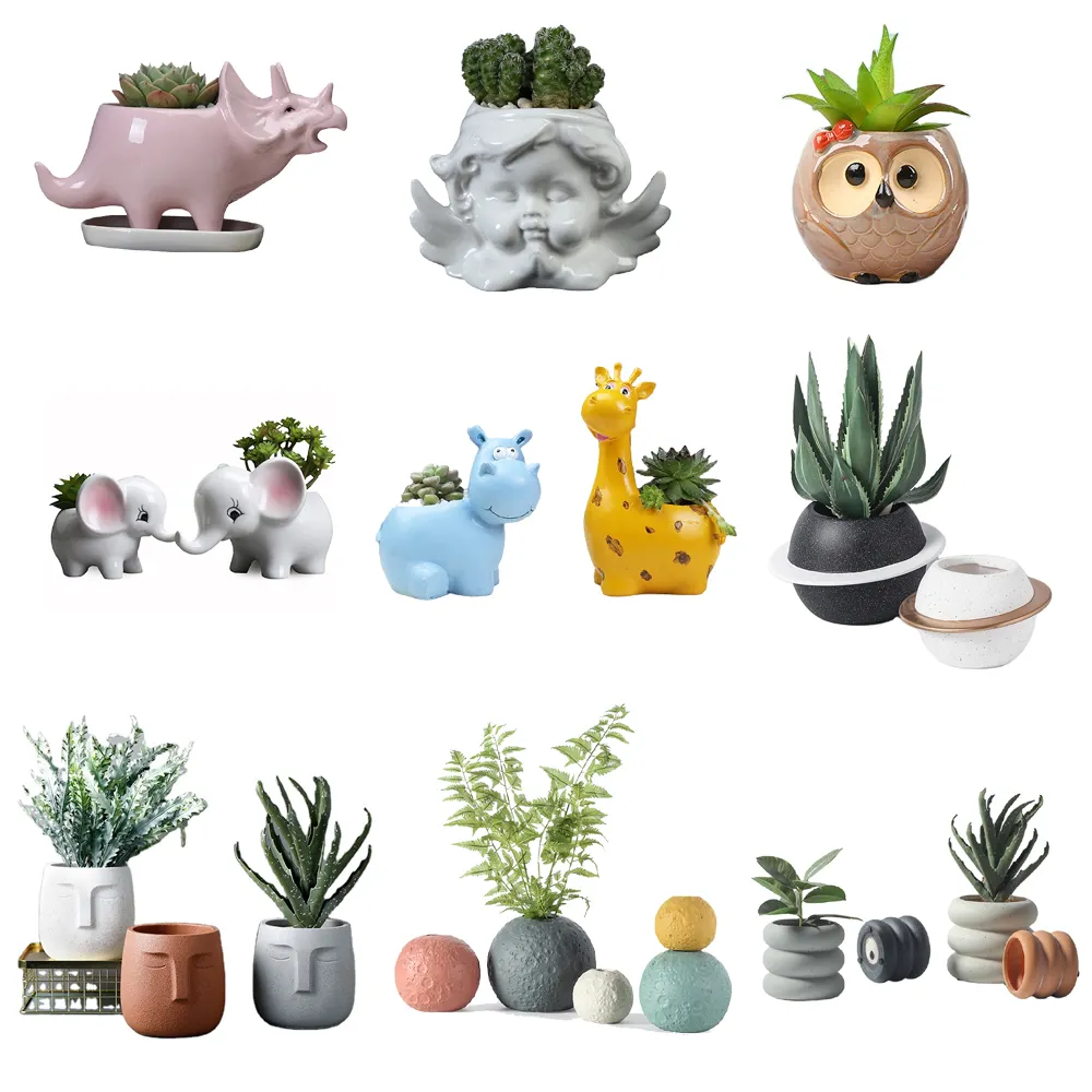 Pot de fleur en céramique personnalisé, jardinage mignon en résine 3D, planteuses de plantes succulentes, à toute forme, taille et couleur, pièces