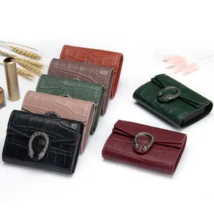 Deri timsah tahıl manyetik toka çanta zarif ejderha dekoratif kimlik kartı tutucu cüzdan bayan çanta kadınlar için