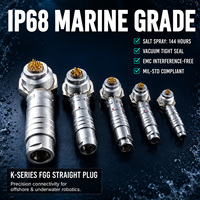 Conector Recto Circular Metálico de Empuje y Tracción Serie K IP68, Resistente al Agua, MIL-STD, de 2-32 Pines FGG para Equipos Marinos y de Exterior