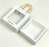 Boîte cadeau personnalisée en papier kraft avec fenêtre transparente et poignée, emballage vintage pour cadeaux de détail