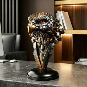 Escultura de Cabeza de Águila, Adorno de Metal de Bronce, Figura de Traje de Negocios con Corbata, Decoración de Escritorio de Oficina, Regalo - Product Image 3