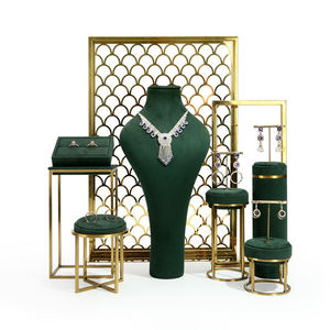 Présentoir de bijoux en métal de luxe en cuir PU personnalisé ensemble d'armoires de magasin pour accessoires d'affichage de bijoux de qualité supérieure - Product Image 2