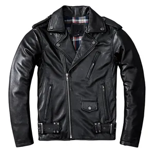 New Product Hot Selling Bike Rider Jacket Real Cowhide Leather Jacket For Men
